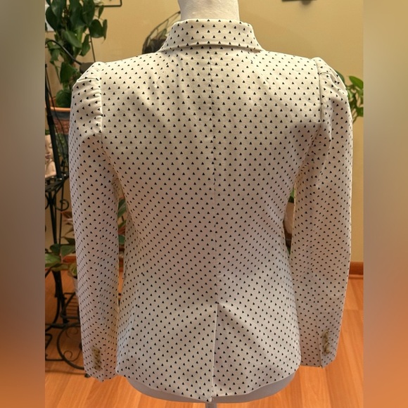 J. Crew White Polka Dot Tailored Size 00 Hip-Length Blazer Women’s - Picture 3 of 16
